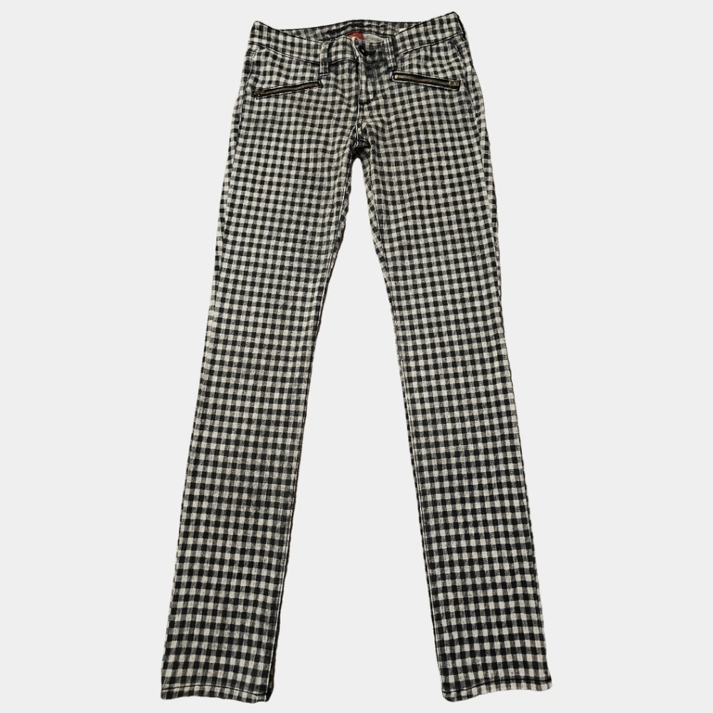 Arizona Jeans Co. Low-Rise Plaid Black And Gray Stretch Jeggings Size 3